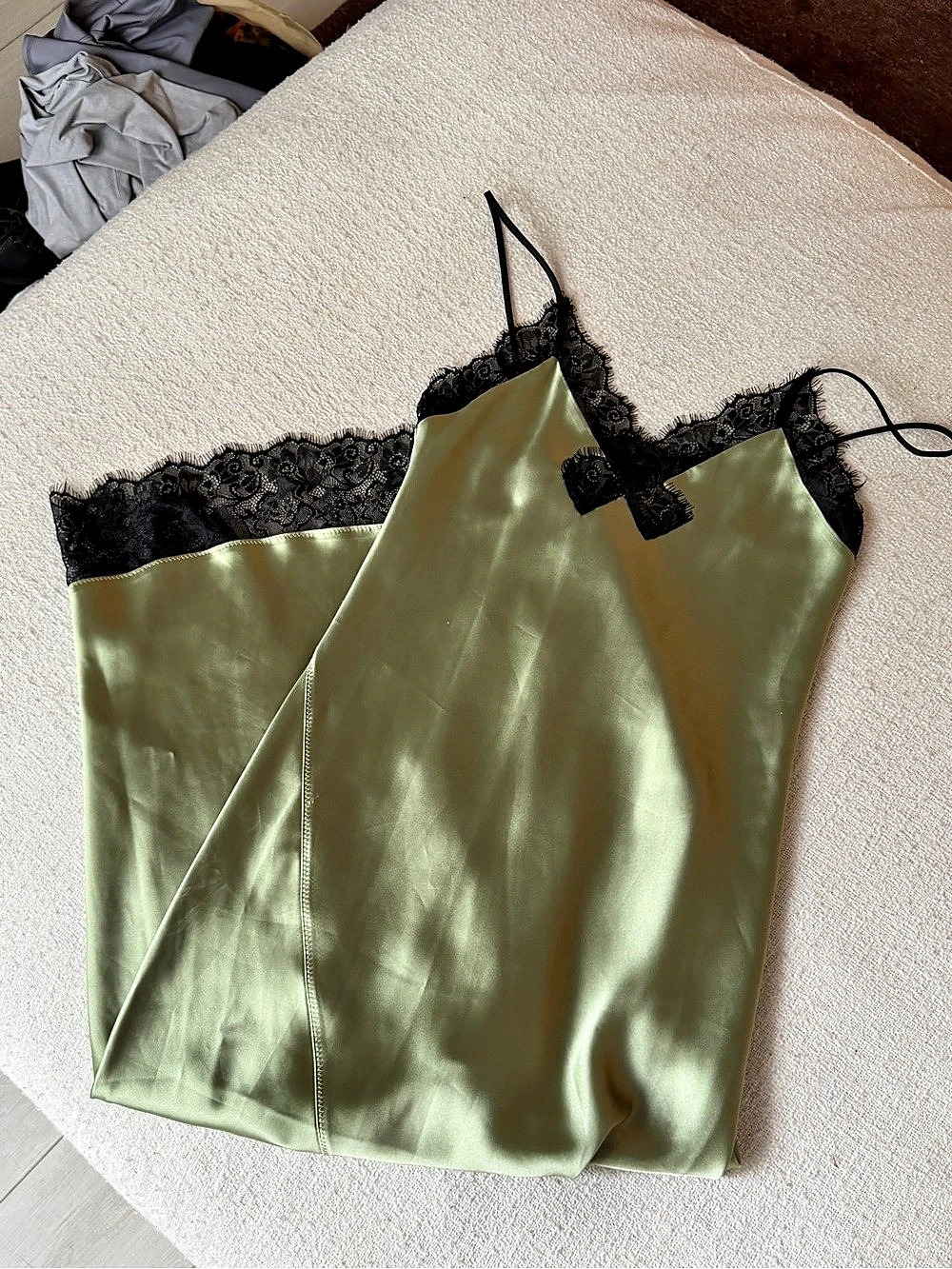 AllSaints Lace Trim Camisole in Green & Black Size 2 Like New